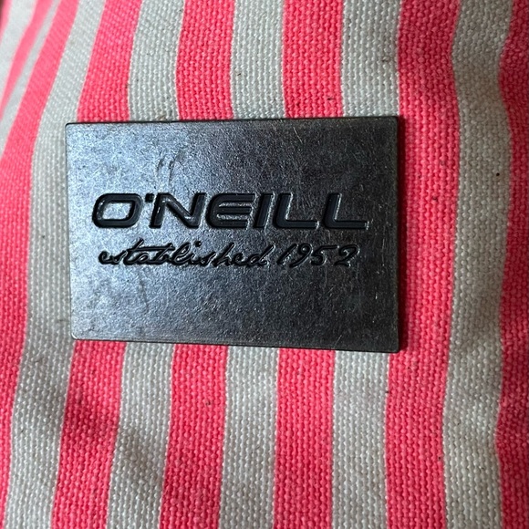 O’Neill 2-Way Canvas & Leather Tote Bag - Pink Stripe or Grey/Blue Stripe - Picture 8 of 11